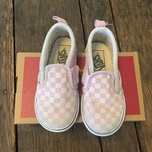 Checkered Vans, slip ons